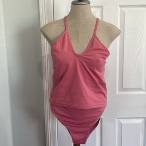 Vintage Sun Streak by Newport news tankini swimsuit two piece pink women size 12